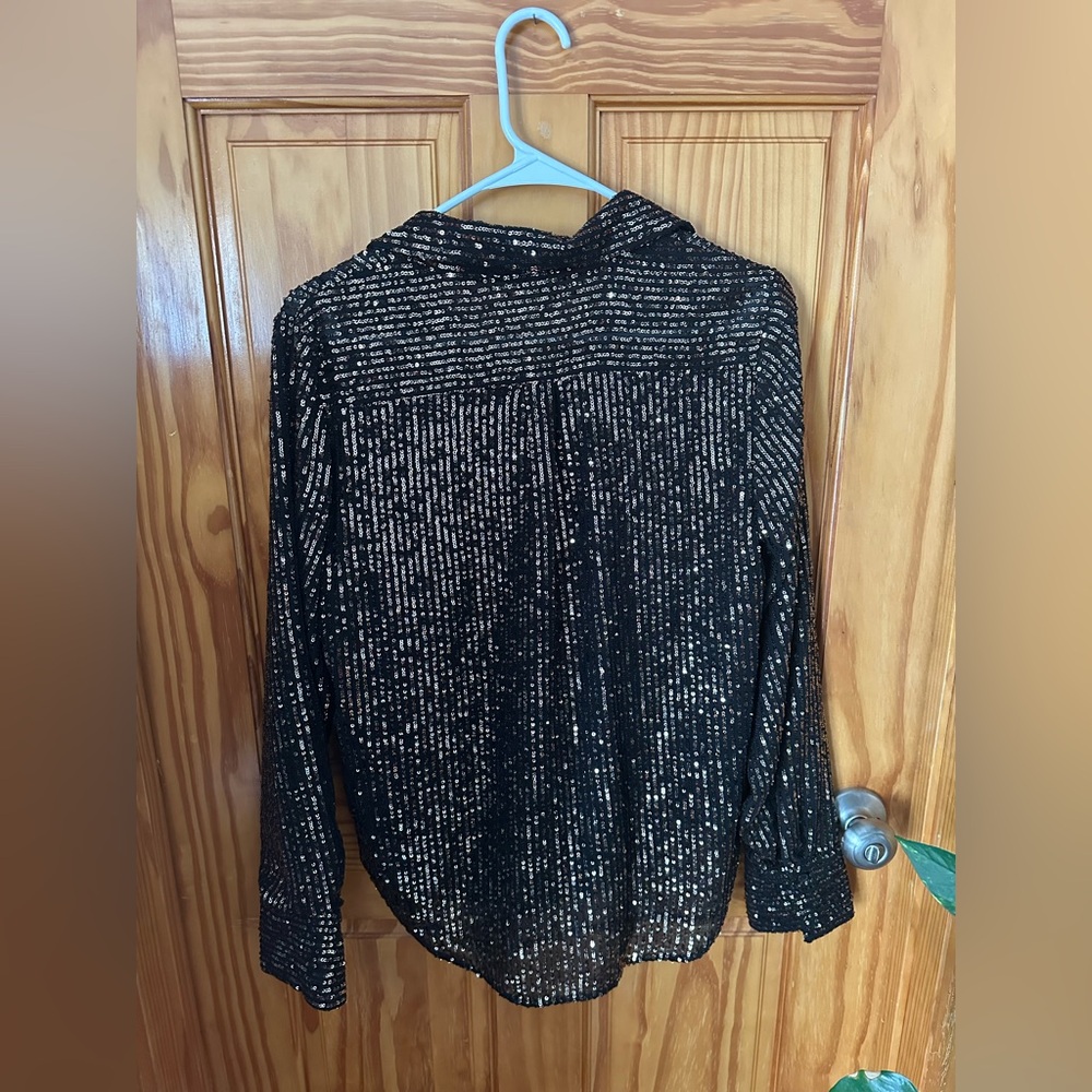 NWT Remie Black Sequin button down - Picture 9 of 9